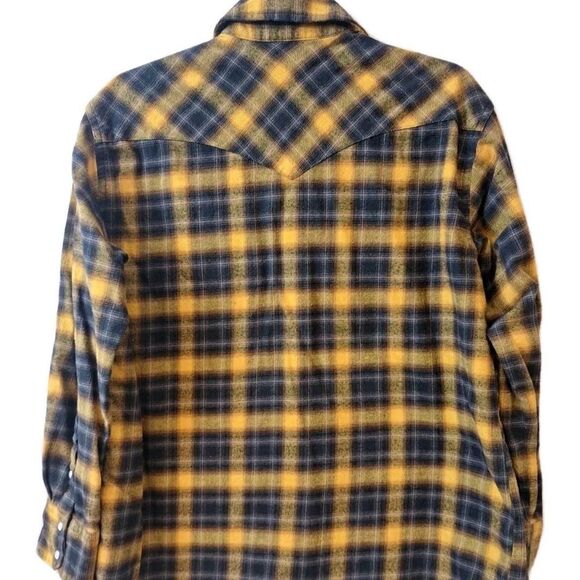 Levi's Western Button Up Shirt Yellow Black Plaid Womens Sz XS Pearl Snap Button - Picture 2 of 8